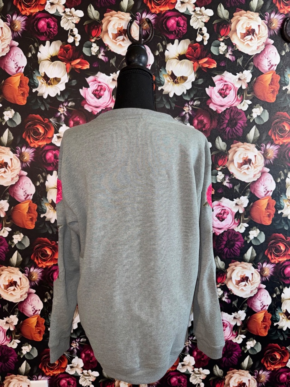 Victoria's Secret PINK Grey with Pink Embroidered Crewneck Sweatshirt, Small - Picture 3 of 5